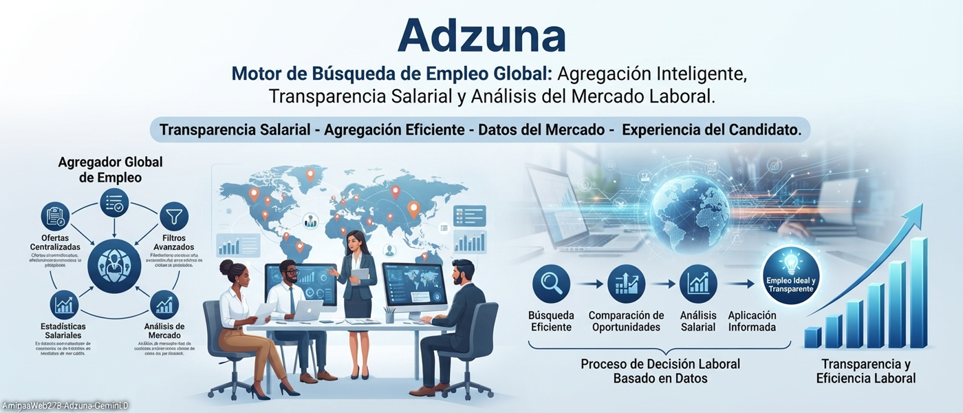 Adzuna es un motor de búsqueda de empleo, Observatorio Investigaciones Análisis Formaciones Educaciones Ocupaciones Trabajos Tecnología Servicio Transparente Legal Coordinativo Funcional